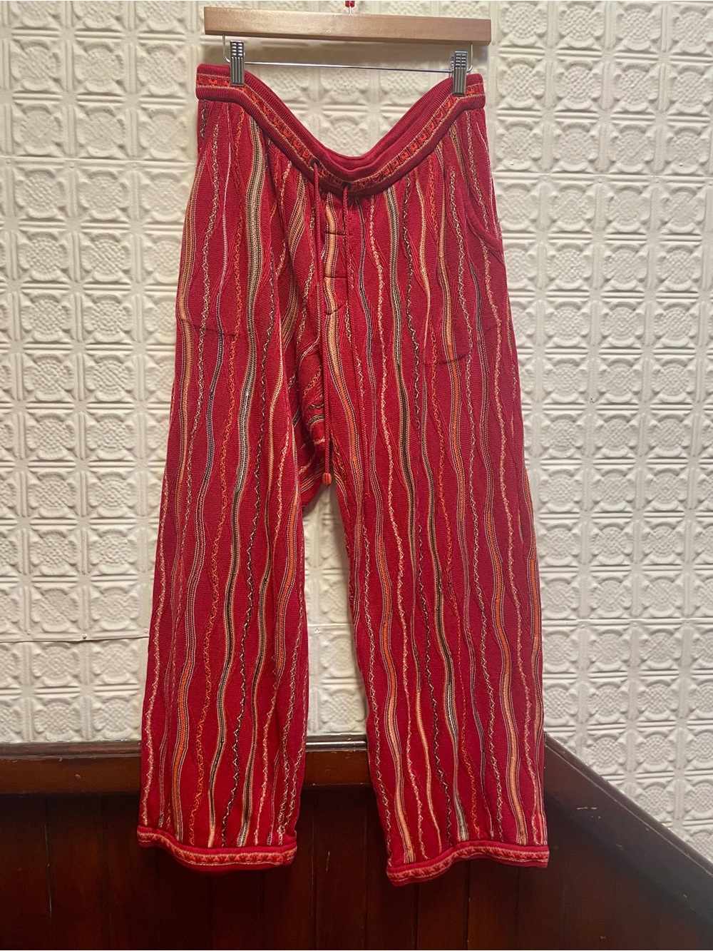 Coogi Red Striped Knit Pants